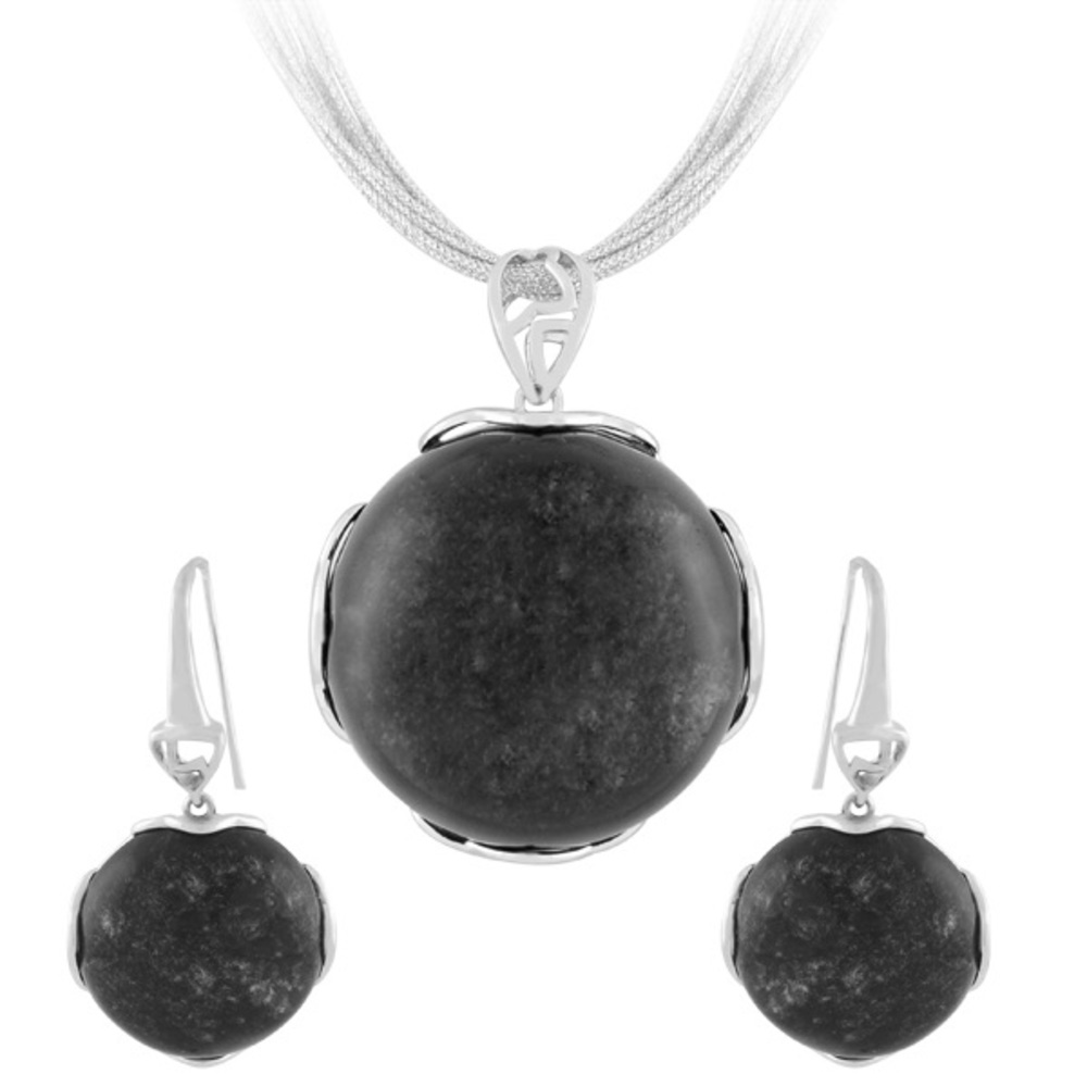 925 Silver Genuine Obsidian Set